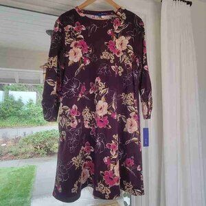 NWT Apt 9 Floral Midi Burgundy Dress Women's Size XL